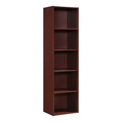 Hodedah 12 X 16 X 60 Inch 5 Shelf Bookcase And Office Organizer Mahogany Finish • $69.99