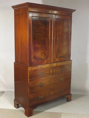 £895 • Buy Linen Press (delivery Available) Wardrobe Chest Of Drawers Georgian Antique 