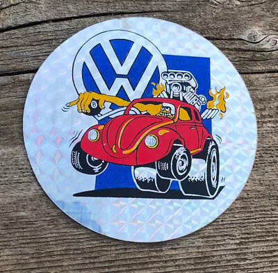 $10 • Buy Vintage Prismatic Decal VW BUG Cartoon 1980s 3” Prism Sticker NOS