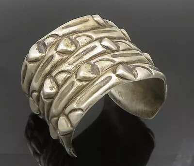 MEXICO 925 Sterling Silver - Vintage Modernist Wide Cuff Bracelet - BT9372 • $299.39