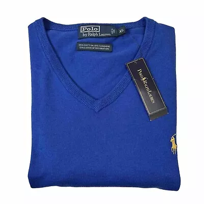 Polo Ralph Lauren Blue V-Neck Cashmere Blend Pullover Golf Sweater Mens XL New! • $49.99