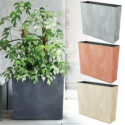 Tall Concrete Rectangle Planter Floor Standing Indoor Outdoor Patio Plant Pot • £24.99