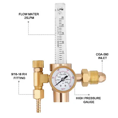 CO2 Mig Welder Tig Regulator Welding Flowmeter 3500PSI CGA-580 Argon Flow Meter • $27.99