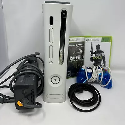 Microsoft Xbox 360 White Pro Bundle 60GB Console Controller Cleaned Call Of Duty • $70