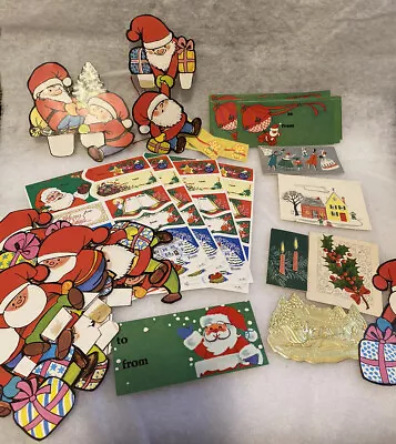 Vintage Lot Of Assorted Single & Self Adhesive Sheets Christmas Gift Tags NOS • $10