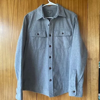 LL Bean Signature Gray Cotton Flannel Chamois Shirt M Reg Cotton SLIM Archive • $30