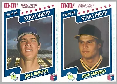 Dale Murphy & Jose Canseco 1987 M&M's Star Lineup 2-Card Panel #9 & #10 • $1.99