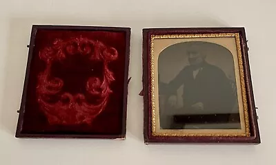 Antique Picture Photograph Hinged Book Frames Engraved Leather Ambrotype Damaged • $25.27