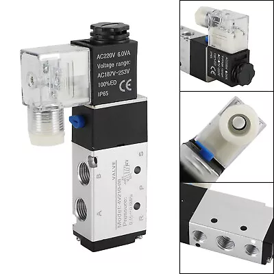 4V210-08 5 Way 2 Position Ac 220V Pneumatic Electric Solenoid Air Valve O1 AUS • $25.81