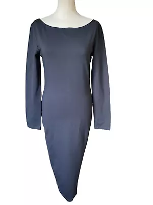 Charli London Dress Designer Grey Bodycon Midi Dress With Zip Back Size 12 K • $10.74