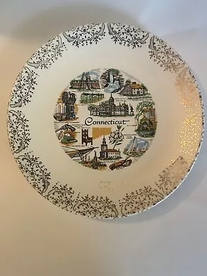 VINTAGE COLLECTOR STATE PLATE FROM CONNECTICUT 10” Gold Filigree • $9.96