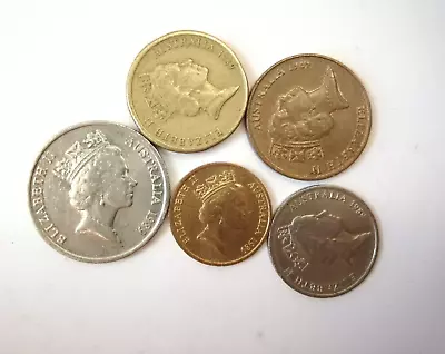 1989 Australian Coin Set - $2 10 Cent 5 Cent 2 Cent And 1 Cent Coins • $7.60