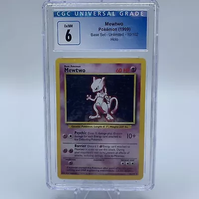 Pokémon CGC 6 Mewtwo Holo Base Set 10/102 Unlimited Rare EX - NM ✨ • $28