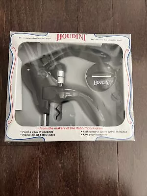 NEW Corkscrew Houdini Lever By Rabbit Wine Bottle Opener & Cutter Black • $20