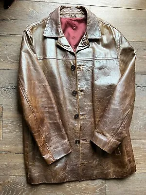 Distressed Leather Coat XXL • $350