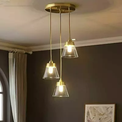 Modern Glass 3-Light Gold Chandelier With Cluster Pendant Ceiling Lamp Fixtures  • $169.99