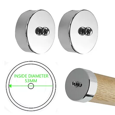£15.95 • Buy Handrail End Cap Chrome 53mm Metal Stair (One Pair) Including Fixings