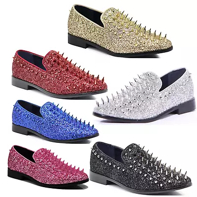 Men's Vintage Spike Dress Loafers Slip On Fashion Shoes Classic Tuxedo Dress Sho • $35.89