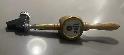 Vintage Miller Lite Beer Wooden Brass Tap Handle Tall 3-Sided Wood W/ Spout • $16.99