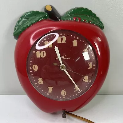 Vintage Seth Thomas Wall Clock Red Apple Tested Works Mid Century Modern • $45