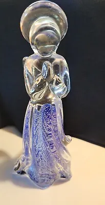 Praying Murano Style Praying Angel Figurine Colbalt Blue/Silver Aventurine Gown  • $45.95