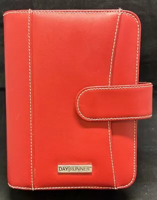 DayRunner Organizer Red 6-Ring Loose-Leaf Style With Tab Closure And Accessories • $19