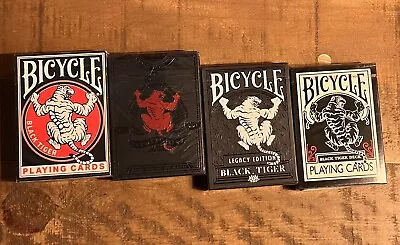 4 Bicycle Ellusionist Black Tiger Playing Cards Sealed ❤️ • $79.99