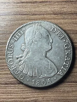 Mexico 1805 T.h Spanish Colonial 8 Reales Silver Coin Km109 Narrow Date. • $80