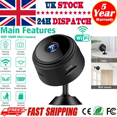HD 1080P Mini Spy Wifi Camera Hidden Micro Home Security Night Vision Motion Cam • £14.99