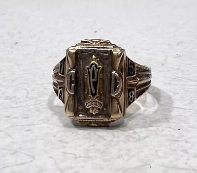 Vintage HJ 10k Yellow Gold 1958 Perris High School Class Ring Size 9.5- 5.7gram • $175