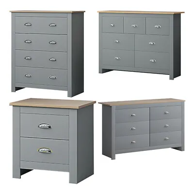 £138.98 • Buy Traditional Grey Bedroom Furniture Chests Of Drawers Storage Chest Bedside
