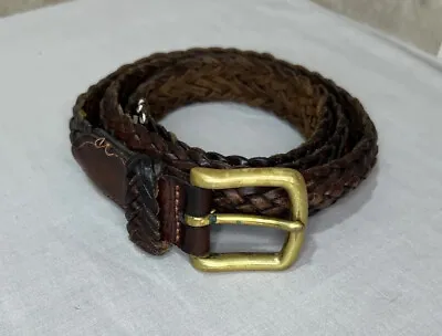 Coach Men’s Brown Leather Braided Belt- Size 34 • $23.50