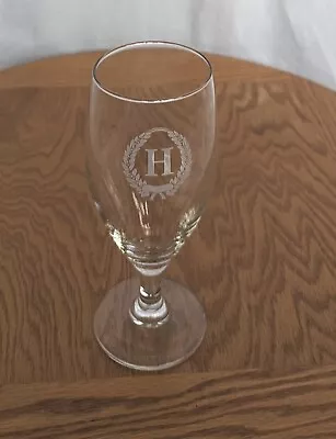 Avon Monogrammed  H  Glass Water Goblet Vintage Wine Lettered • $19.95