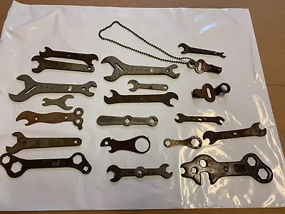 Big Lot Of Vintage Car Motorcycle Bicycle Tool Bag Wrenches Spark Plug Stamped • $28.99