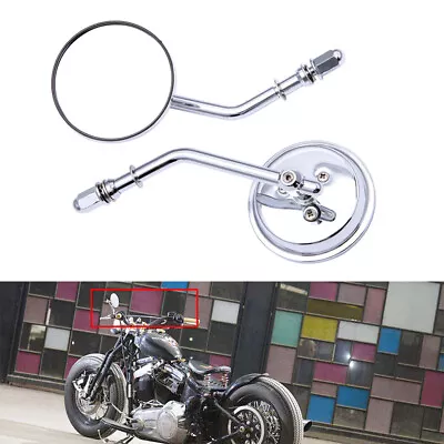 Round Rearview Side Mirrors For Harley Cruiser Touring Chopper Bobber Cafe Racer • $29.99