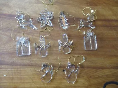 10 Pcs. Christmas Ornaments Miniature Glass With Gold Trim • $1