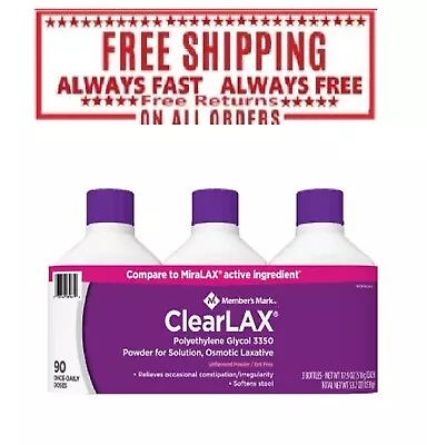 Member's Mark ClearLAX Polyethylene Glycol 3350 Powder (17.9 Oz. 3 Pk.) • $38.44