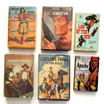 Lot 6 Vintage Western Novels Apache Fort Starvation Outlaws Three Outlaw Bunch • $5.95