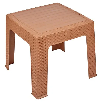 Rattan Design Wicker Coffee Table Bistro Outdoor Plastic Garden Patio Furniture • £11.99