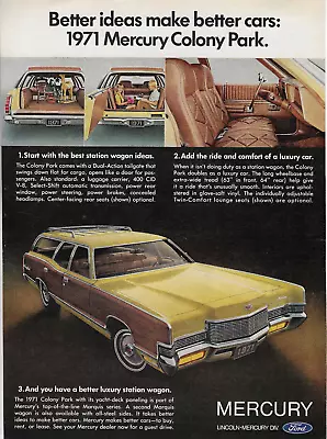 Print Ad Mercury Colony Park Lincoln Station Wagon Marquis Series Full Page 1971 • $9.99