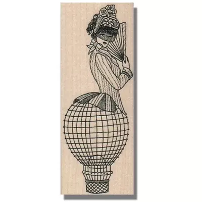 Vintage Lady Rubber Stamp Steampunk Balloon Victorian Flowers Hat Basket • $10.93