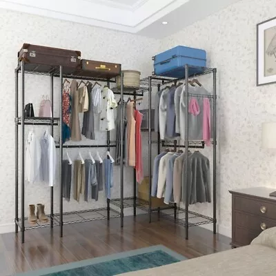 Closet Organizer Metal Garment Rack Portable Clothes Hanger Home Shelf • $163.35