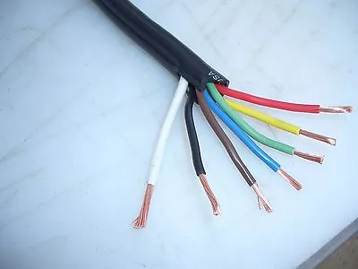 Trailer Light Cable Wiring Harness 7 Wire 6-12 & 1-10 Gauge Jacketed Black • $4.35