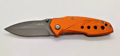 Cabela's Plain Edge Liner Lock  Orange  Aluminum Scale Folding Pocket Knife • $10.39