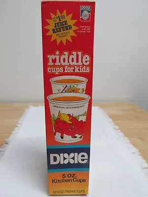 Vintage Dixie Riddle Cups For Kids 50 5 Oz. Kitchen Cups 1982 Unopened NOS • $39.95