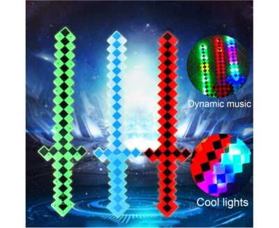 $29.90 • Buy LED Light Up Mine Craft Sword With Sound Pixel Toy Kids Fun
