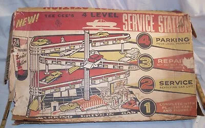 TEE CEE'S 4 LEVEL SERVICE STATION GARAGE TIN PLAY SET BOXED 1950s • $199.99