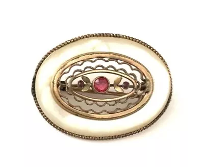 Antique Victorian/Art Deco Style Mother Of Pearl Brooch Pin. • $23
