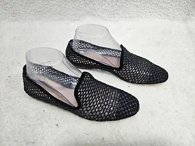 Zara Loafers Women 8 Black Braided Weave Slip On Breathable Comfort Outdoor Flat • $15.50