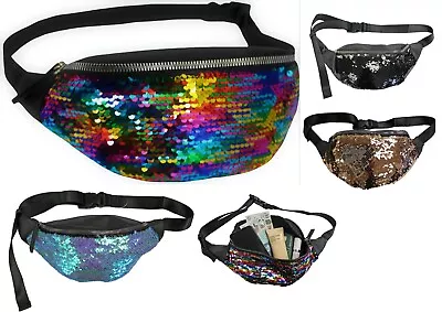 Bum Bag Womens Ladies Glitter Waist Fanny Pack Travel Wallet Belt Festival Money • £9.99